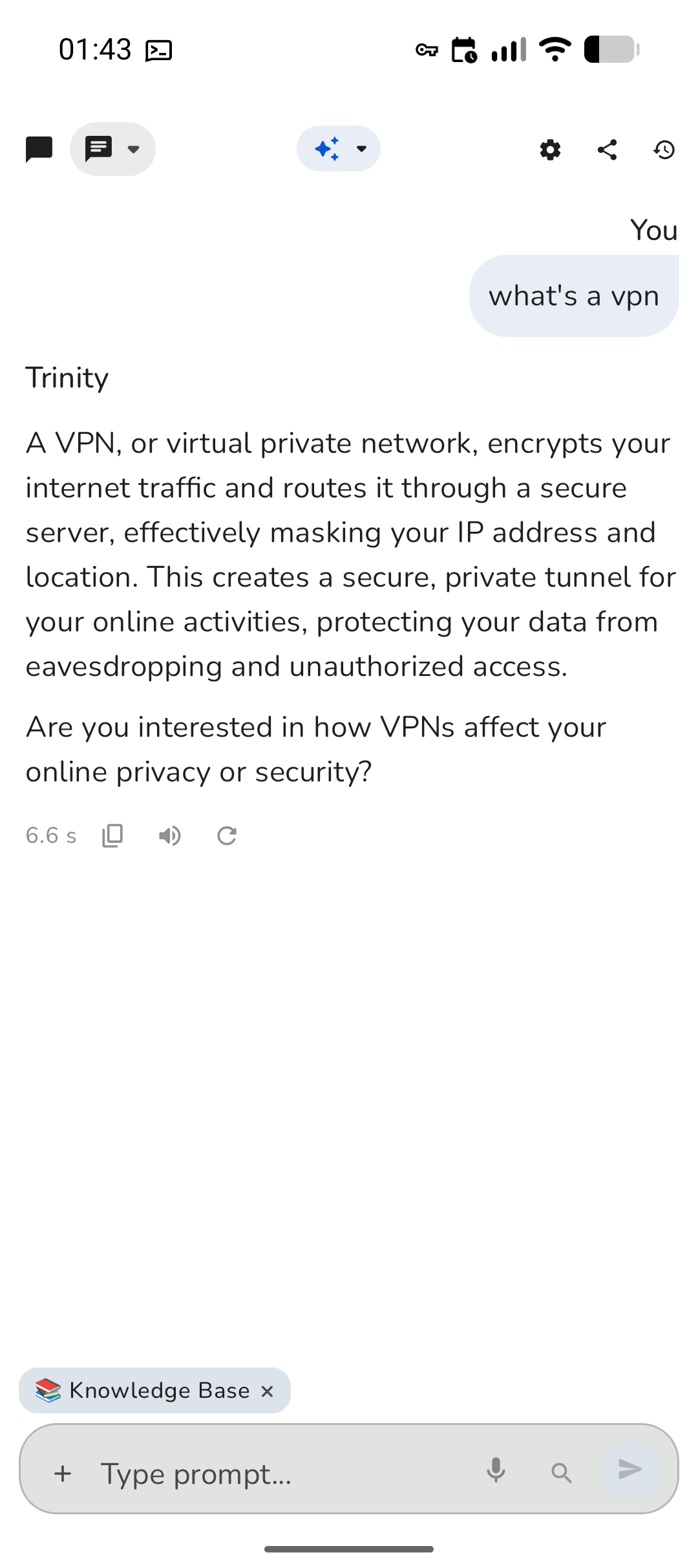 Trinity working offline in the chat interface
